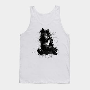 BEAUTIFUL BLACK CAT WATERCOLOUR MIXED MEDIA T-SHIRT Tank Top